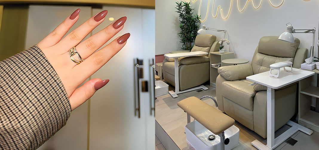 Nail artist performing Russian manicure at M&M Beauty Lounge