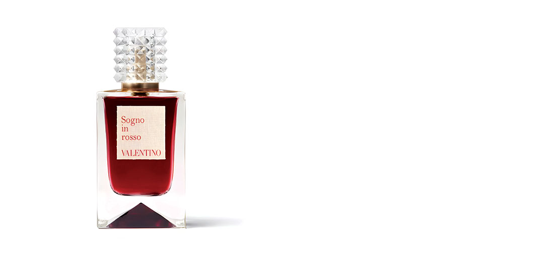 Valentino Anatomy of Dreams Sogno in Rosso perfume bottle on dresser