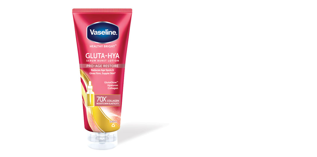 Vaseline Gluta Hya Body Lotion applied for glowing hydrated skin