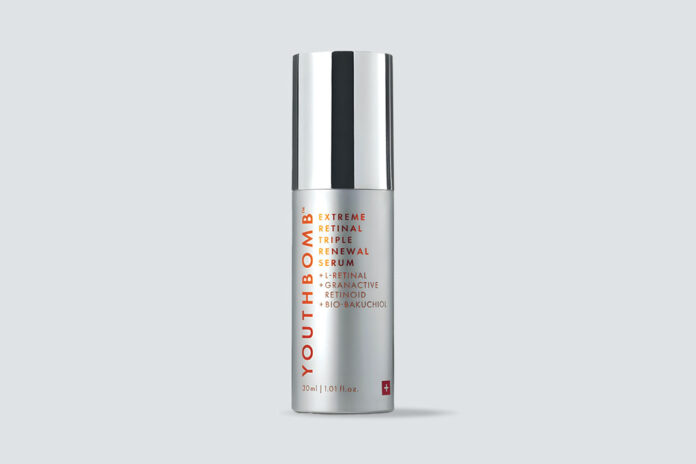 Close up of Youthbomb Extreme Retinal Triple Renewal Serum bottle